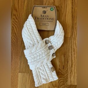 Aran Traditions Cream Cable Knit Scarf